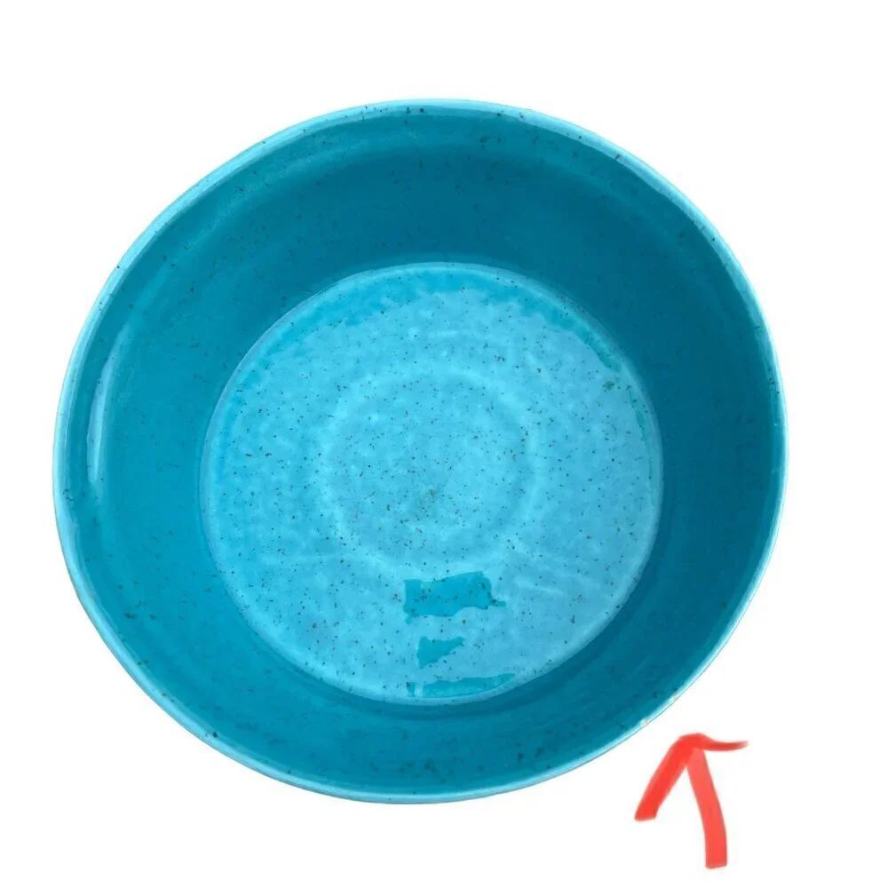 MCM Retro Speckled Turquoise Aqua Seafoam and White Daisy Covered Bowl with Lid